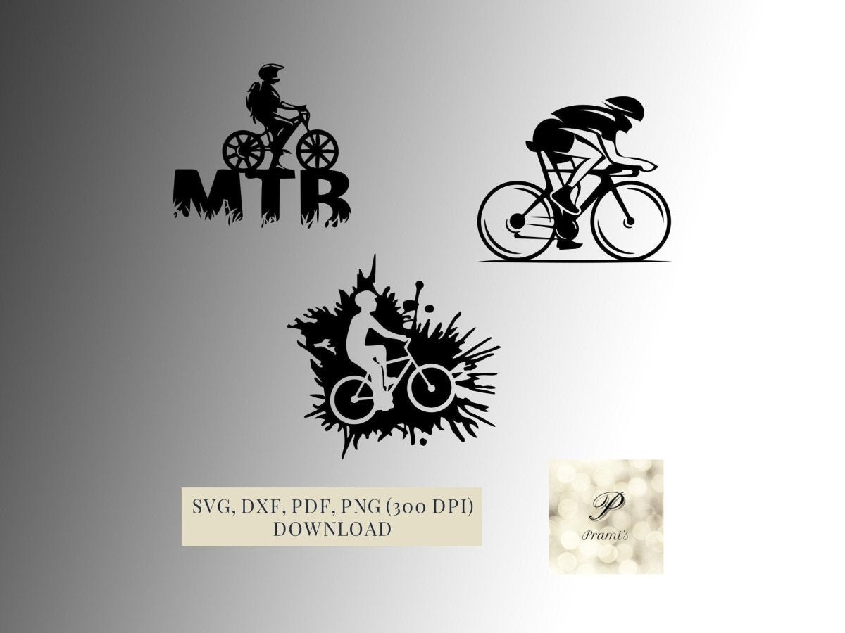 Plotterdatei Fahrrad, Mountainbike Bundle SVG Dateien für Cricut | Rad Design | Digitaler Download - Prami's