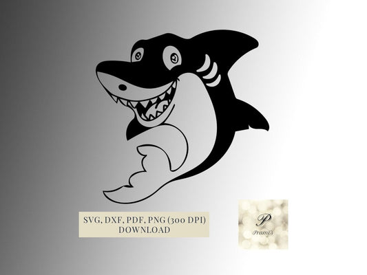 Plotterdatei Hai SVG Datei für Cricut, kindliches Hai Design Digital Download lustiges Hai Motiv - Prami's