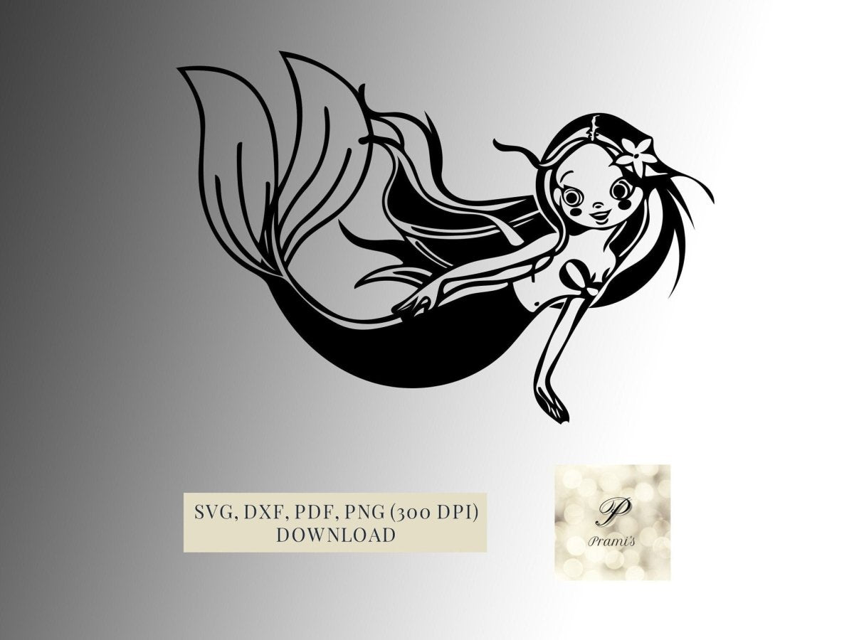 Plotterdatei Meerjungfrau SVG Datei für Cricut, Meerjungfrauen Design Digital Download süßes Meerjungfrauen Motiv - Prami's
