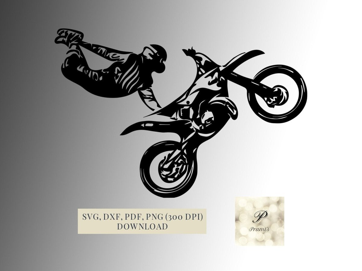 Plotterdatei Motocross Fahrer SVG Datei für Cricut, Motorrad Design Digital Download - Prami's