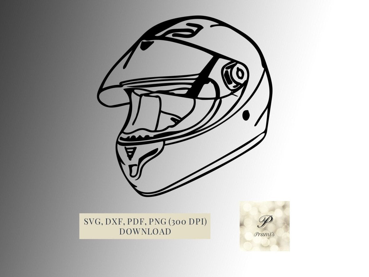 Plotterdatei Motorrad Helm SVG Datei für Cricut, Design für Motorradfahrer Digital Download Motorsport Vorlagen - Prami's