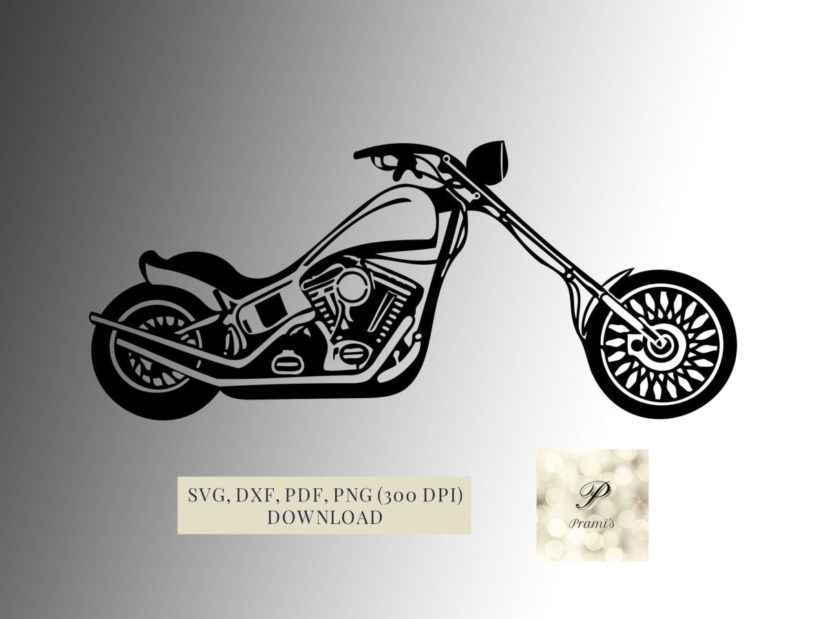 Plotterdatei Motorrad SVG Datei für Cricut | Chopper/Cruiser SVG Design | Digitaler Download - Prami's