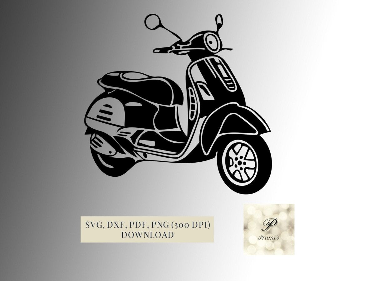 Plotterdatei Motorroller SVG Datei für Cricut | Moped, Motorrad SVG Design | Digitaler Download - Prami's