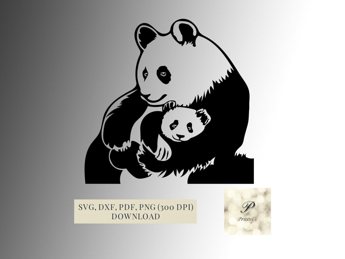 Plotterdatei Panda SVG Datei für Cricut, Panda Bären Design Digital Download süßes Panda Motiv - Prami's