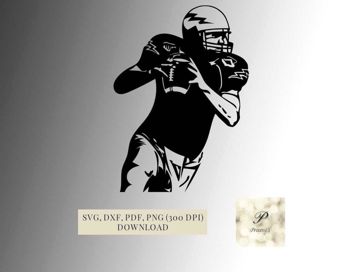 Plotterdatei Quarterback SVG Datei für Cricut, American Football Design Digital Download - Prami's
