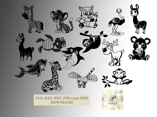 Plotterdatei Süßes Tier SVG Set, Dateien für Cricut, Faultier T-Shirt Design Digital Download - Prami's