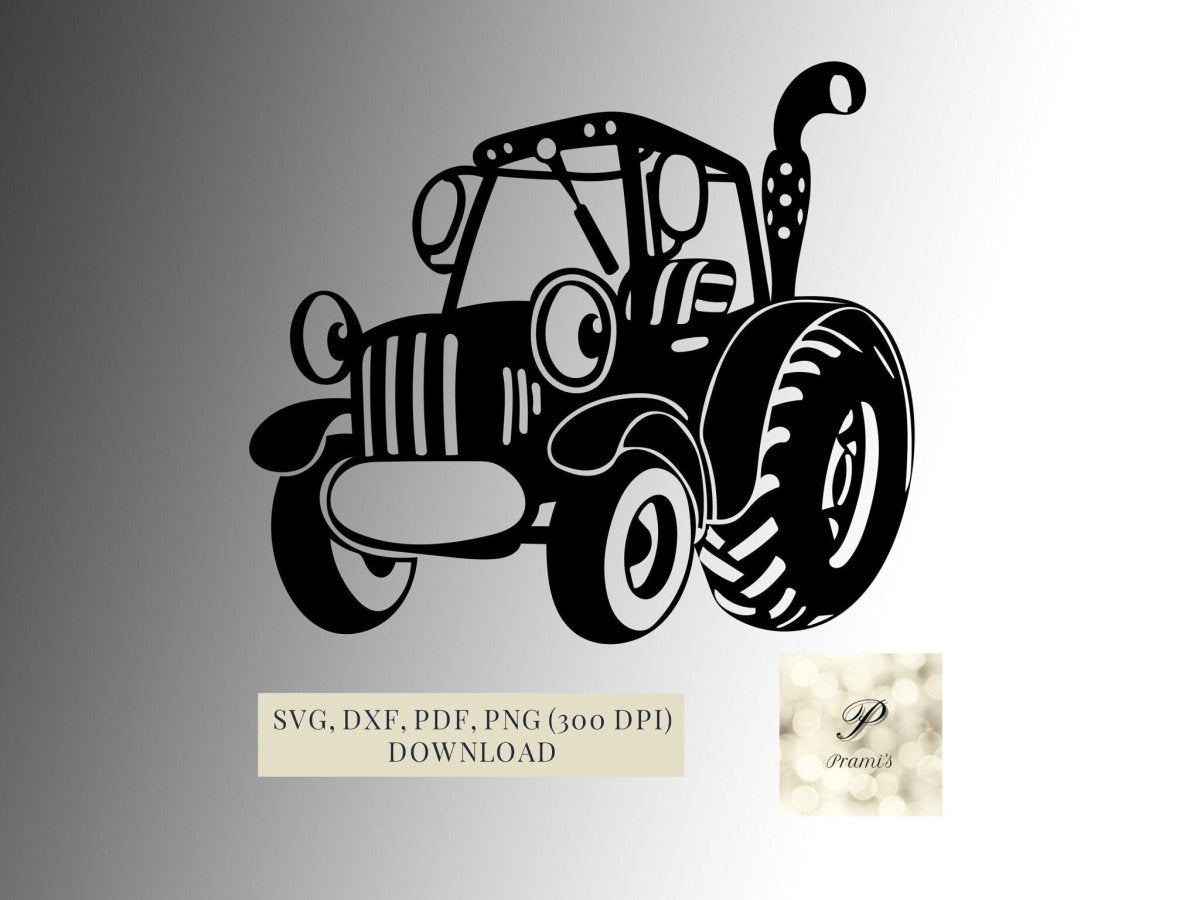 Plotterdatei Traktor SVG Datei für Cricut, kindliches Traktor Design Digital Download lustiges Traktor Motiv - Prami's