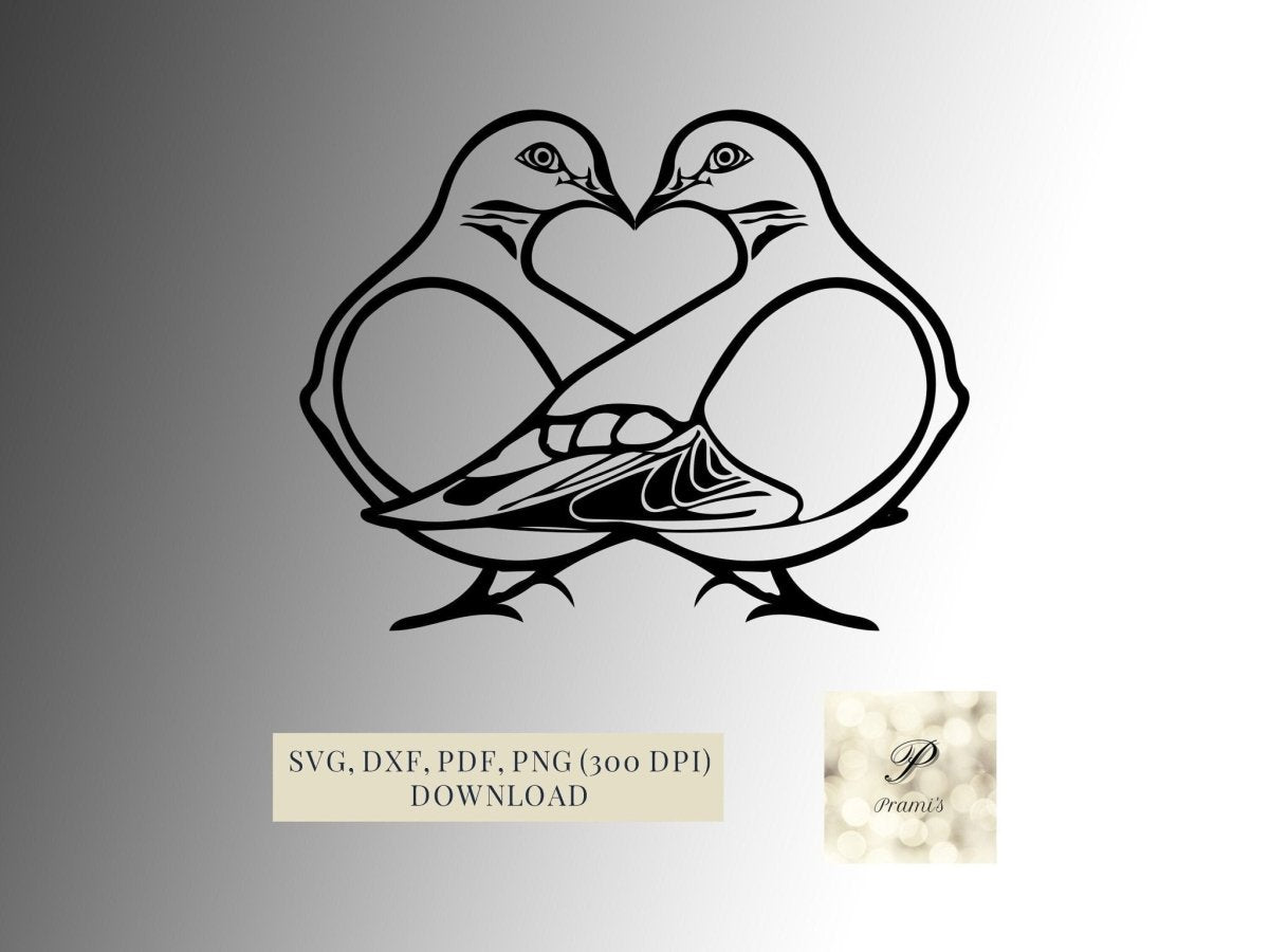 Plotterdatei Turteltauben SVG Datei für Cricut, Vogel Design Digital Download - Prami's