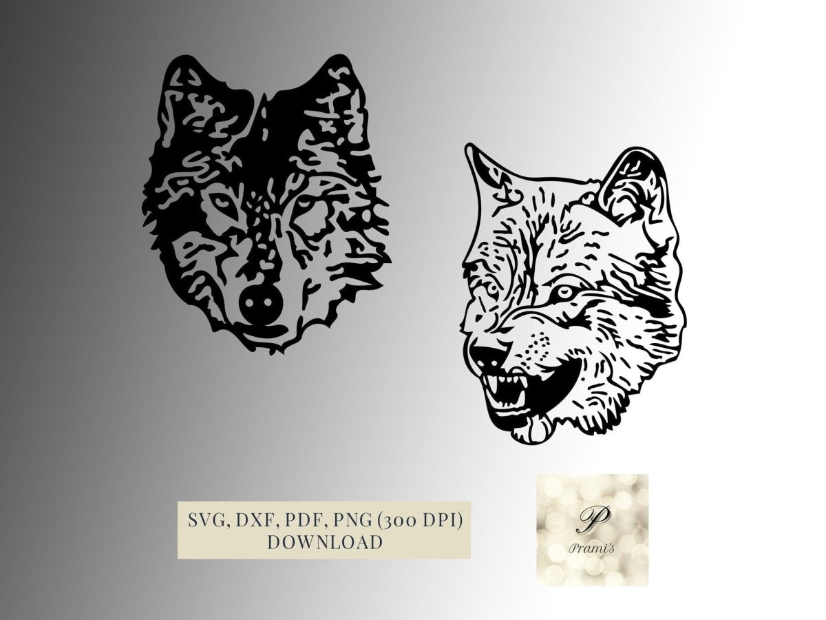 Plotterdatei Wolf SVG Datei Set für Cricut, Wölfe SVG Design Digital Download für Bastel- und Plotterprojekte, - Prami's