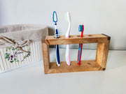 Zahnbürstenhalterung aus massivem Holz | Halterung für Zahnbürsten oder Make-Up Pinsel | Badezimmer Deko - Prami's